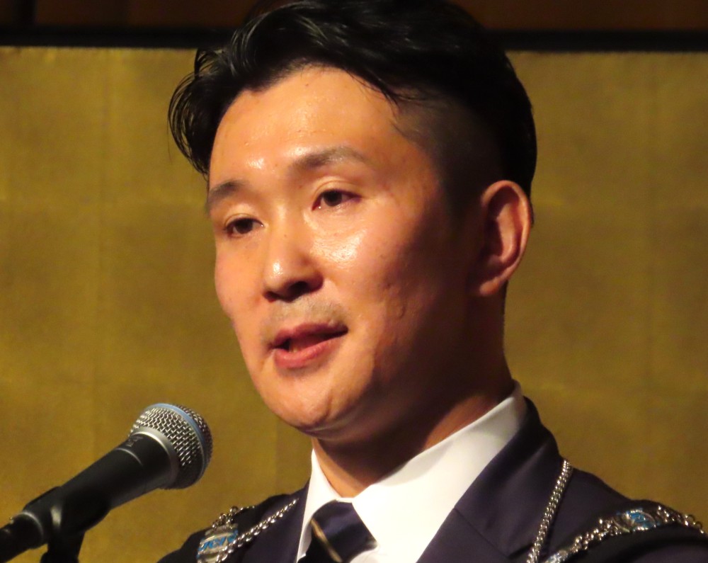中田慎治 中田慎二理事長が新スローガンを表明・・」・・熊本青年会議所の新年会